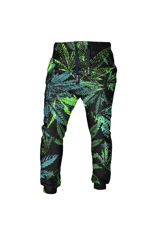 spodnie męskie DR.CROW Spodnie Fullprint Cannabis Skull Green