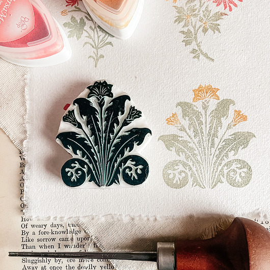 stemple Ręcznie robiony stempel do tworzenia kartek, mlecz w stylu art nouveau