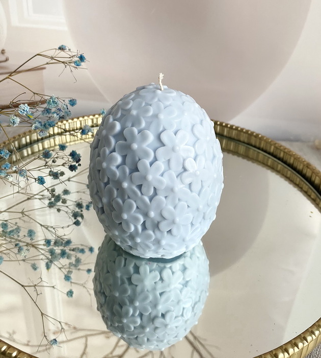 świeczniki i świece Świeca ekologiczna sojowa dekoracyjna jajko wielkanocne jasny niebieski