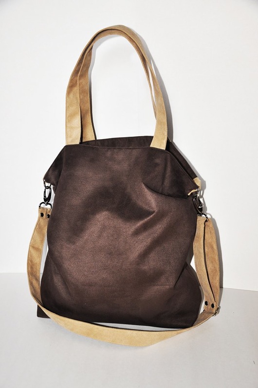 torby XXL TORBA HOBO XXL - czekoladowy brąz, beż