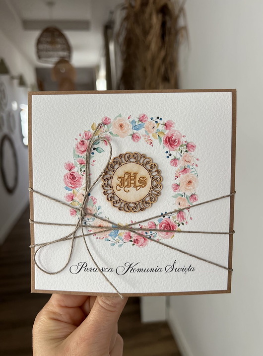 kartki na komunię Wyjątkowa kartka komunijna ręcznie robiona pamiątka komunii - prezent dla dzi