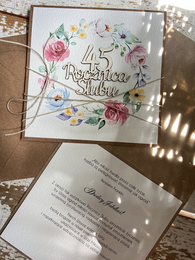 kartki scrapbooking Wyjątkowa kartka ręcznie robiona z okazji 45 rocznicy ślubu