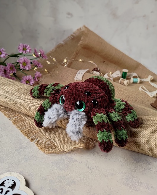 misie i maskotki Duży pajączek, Pająk pluszowy, Przytulanka dla dziecka, Maskotka na prezent