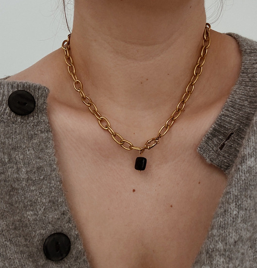 złote naszyjniki Naszyjnik łańcuszek Agat Czarny