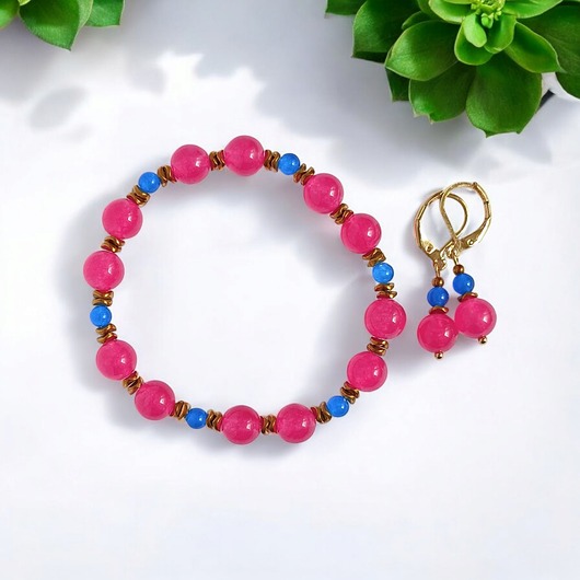 komplet biżuterii RAZEM TANIEJ! summer collection : bransoletka i kolczyki : jadeit I