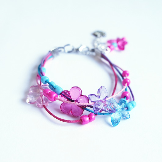 bransoletki na sznurku Bransoletka - Motyle, kwiaty 3 - sznureczki - dla dzieci