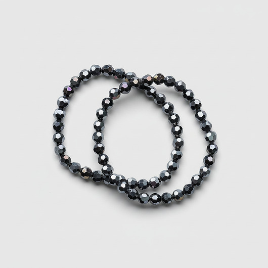 bransoletki ze szkła Elegancki zestaw czarnych bransoletek z kryształkami