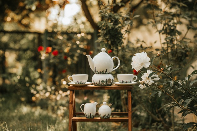 czajniki i dzbanki Zestaw porcelany do kawy kwitnąca łąka
