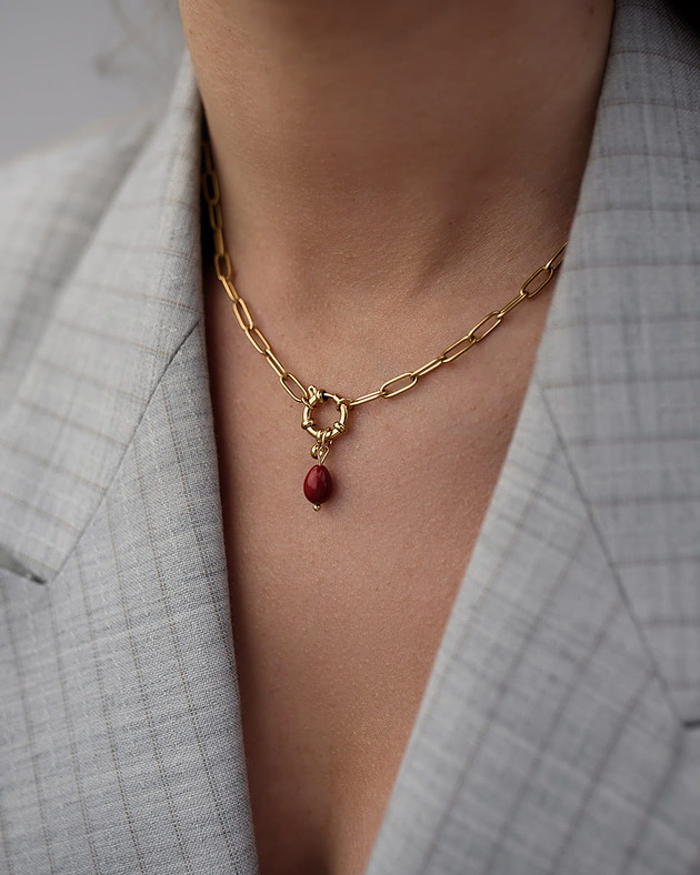 bransoletki - inne Czerwony koralik