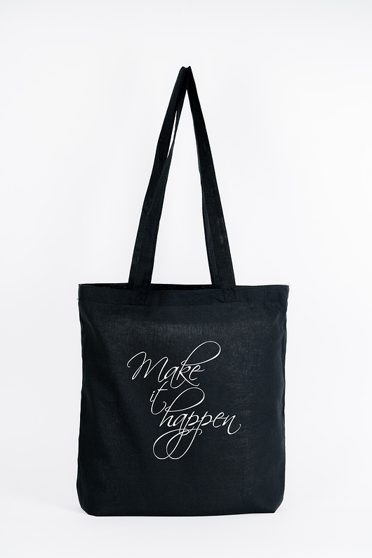 Torba z nadrukiem - make it happen - czarna (S) AllbagAllprints