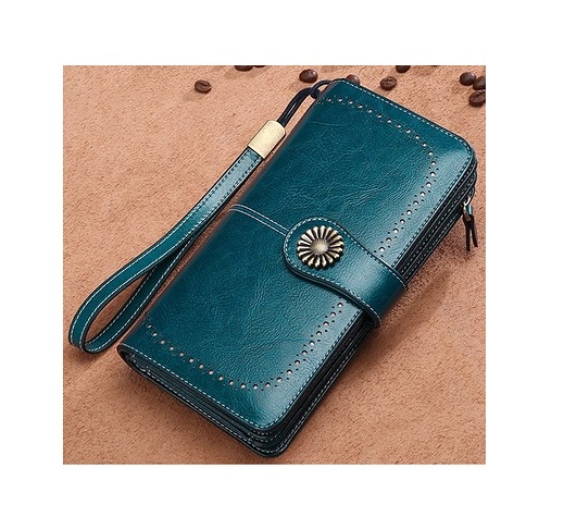 portfele damskie PORTFEL DAMSKI skórzany turkusowy PORTMONETKA