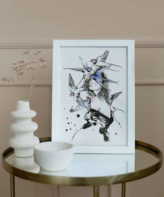 grafiki i ilustracje Jaskółka uwięziona, A4, 21x30 cm