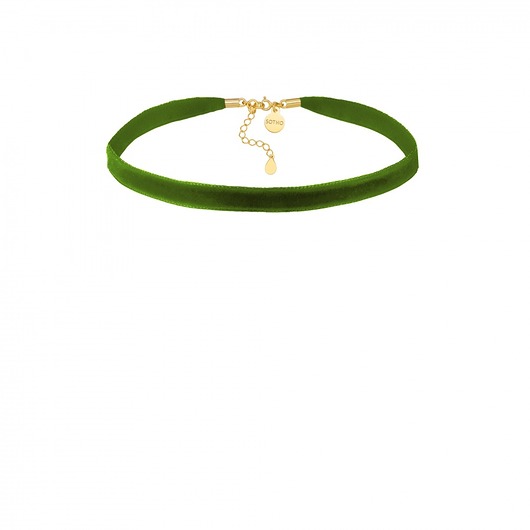 Oliwkowy aksamitny choker z zapięciem SOTHO