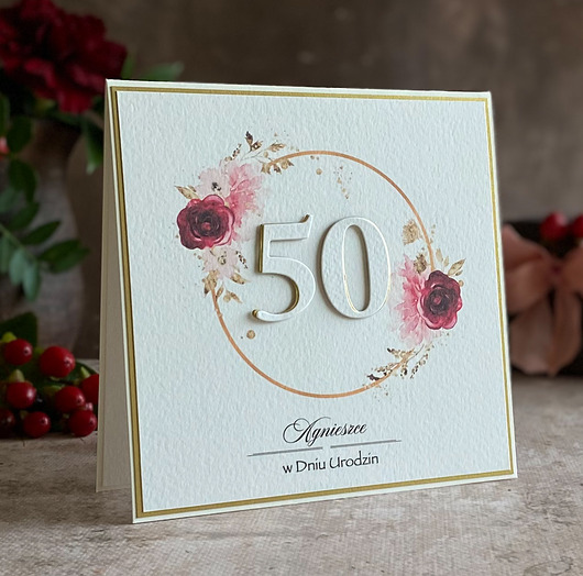 kartki scrapbooking Kartka urodzinowa z kopertą prezentową, BH 50