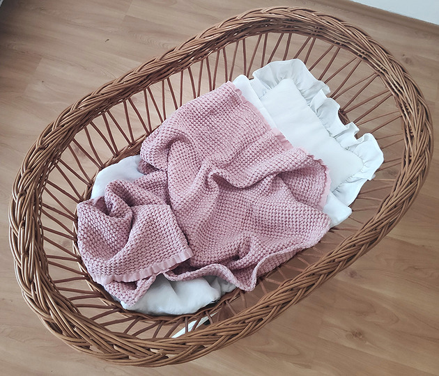 Kocyk wafelkowy z lnu,kocyk dla dziewczynki Nukko Design