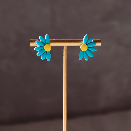 kolczyki z masy plastycznej Kolczyki MINI DAISY BLUE