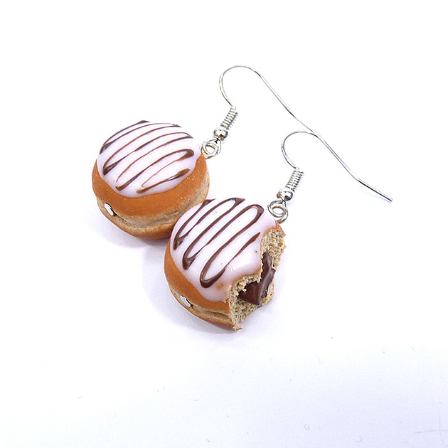 kolczyki z masy plastycznej Kolczyki słodkie pączki tłusty czwartek FIMO