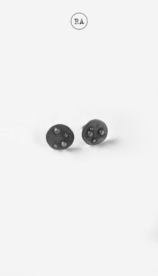 kolczyki srebrne MOON 3 Srebrne kolczyki sztyfty oksydowane