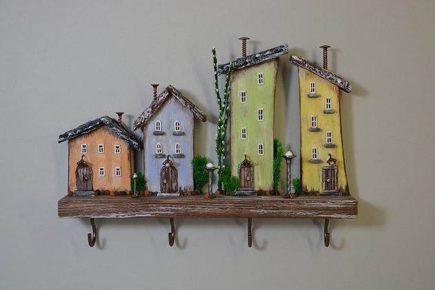 wieszaki Drewniany wieszak na klucze