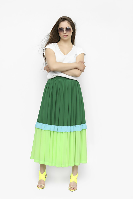 spódnice midi Szyfonowa spódnica Dobromiła zielona