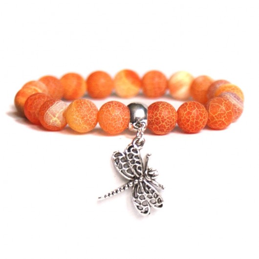 agat trawiony ORANGE & ważka kaktusia
