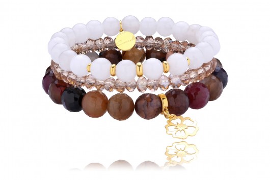 ZESTAW agat + jadeit - srebro 925 pozłacane G27 Coccola JEWELLERY