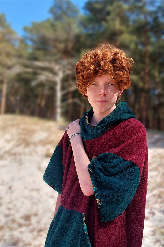 moda - inne Ponczo kąpielowe z bawełnianej frotte  MAROON MASTER