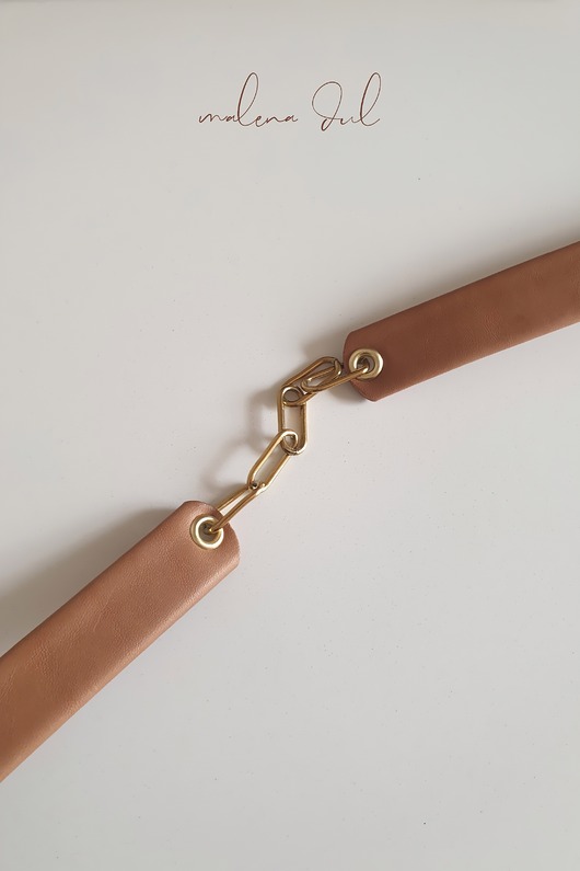 chokery CHOKER skóra naturalna brązowy camel naszyjnik łańcuch Glamrock