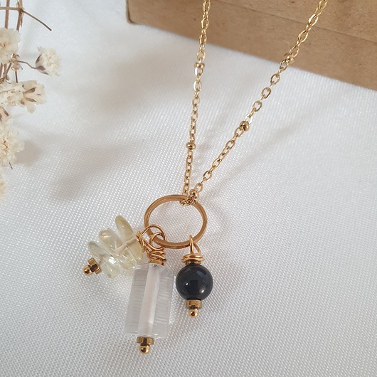 naszyjniki - inne Łańcuszek z turmalinem i cytrynem