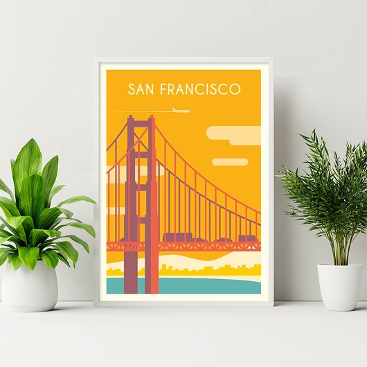 Plakat podróżniczy Golden Gate - San Francisco trochę na ścianę