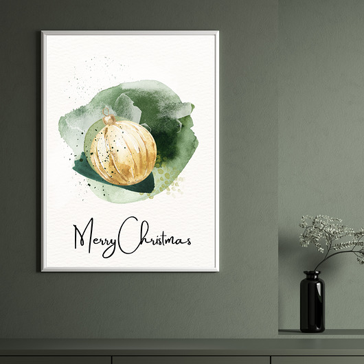 plakaty Plakat Golden Christmas bauble