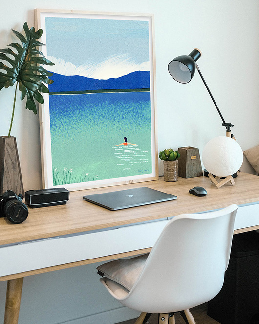 plakaty Poranek nad jeziorem - plakat 50x70 cm