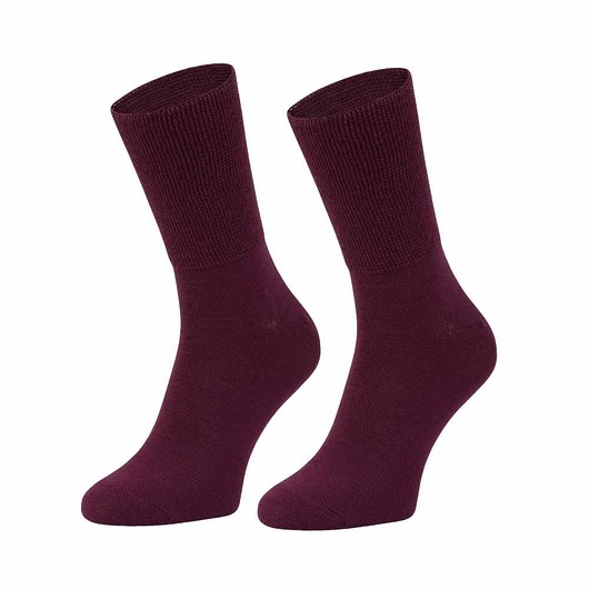 skarpetki damskie Bezuciskowe skarpety z MERINO WOOL, cienkie, bordowe