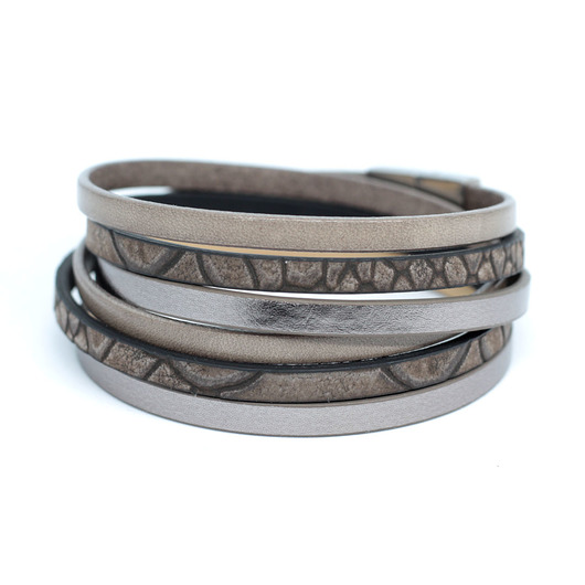 Bransoletka z rzemieni szary beż Fun unisex Kociokwik Jewelry