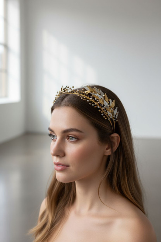 Ślubne ozdoby do włosów Bersa - podwójna opaska