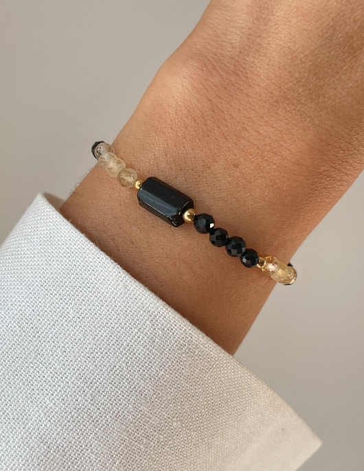 bransoletki z kamieni naturalnych Talizman Ochrona i Dobrobyt - czarny turmalin, cytryn