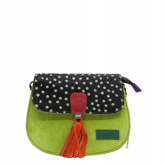torby na ramię Torebka listonoszka zamszowa damska regulowany pasek kolorowa OLIVKA