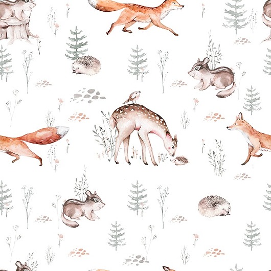 naklejki ścienne do pokoju dziecka Tapeta Scandinavian Forest na bieli 53cmx10m PZ