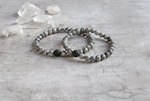 bransoletki z kamieni naturalnych KOMPLET dla PARY : jaspis : ochronne bransoletki