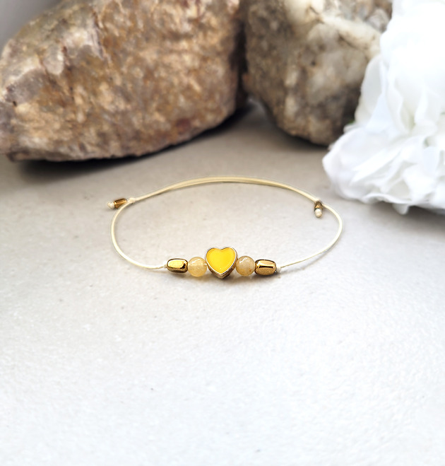 bransoletki z kamieni naturalnych Minimalistyczna z serduszkiem