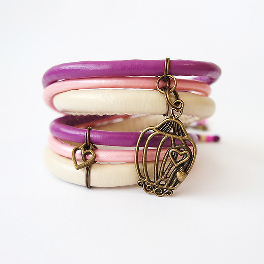 bransoletki skórzane Bransoletka - Klatka - rzemienie, owijana