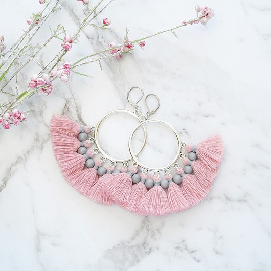 kolczyki chwosty  Kolczyki z chwostami Boho Big - Pink