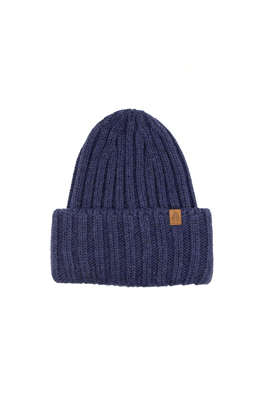 czapki damskie Czapka Rosomak Jeansowy 100% Wełniana Merino Gruby Mięsisty Splot