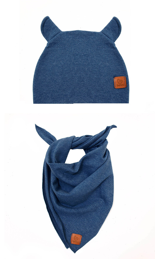 Zestaw czapka i chusta - jeans melanż Benni