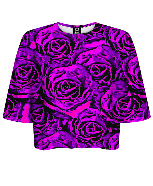 t-shirt damskie DR.CROW T-shirt Krótki CROP Purple Roses