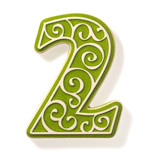 napisy dekoracyjne i tabliczki Ceramiczny numer domu, cyfra 2 jasnozielona, ręcznie robiona