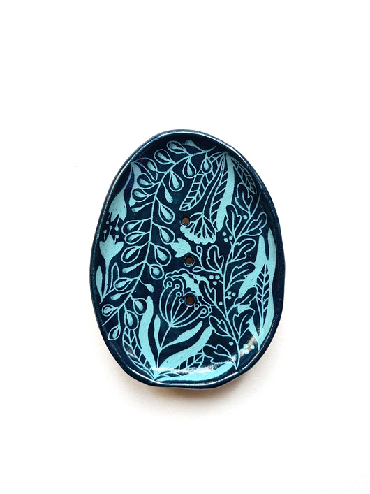 mydelniczki Mydelniczka ceramiczna granatowo-niebieska