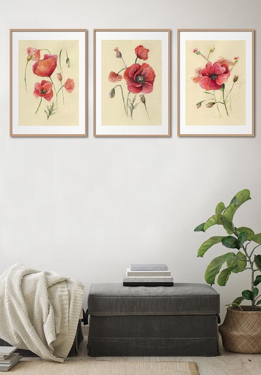 grafiki i ilustracje Plakaty Kwiaty-Mak - zestaw trzech plakatów