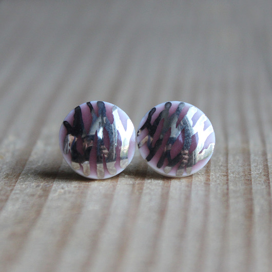 kolczyki ceramiczne Striped 11mm /stal chirurgiczna/