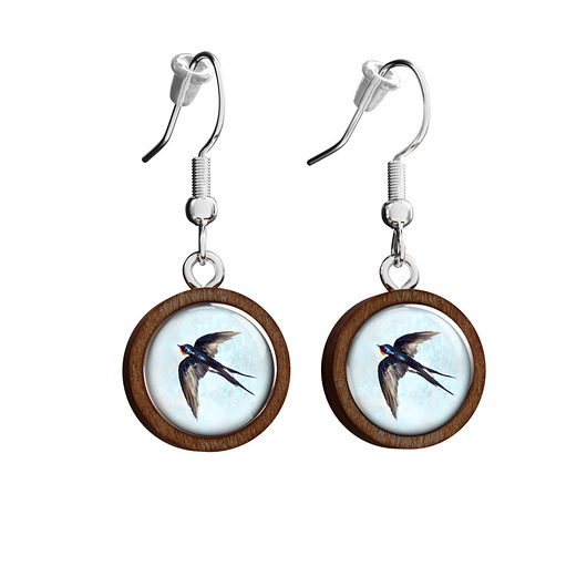 kolczyki drewniane Kolczyki drewniane - Jaskółka - wiszące